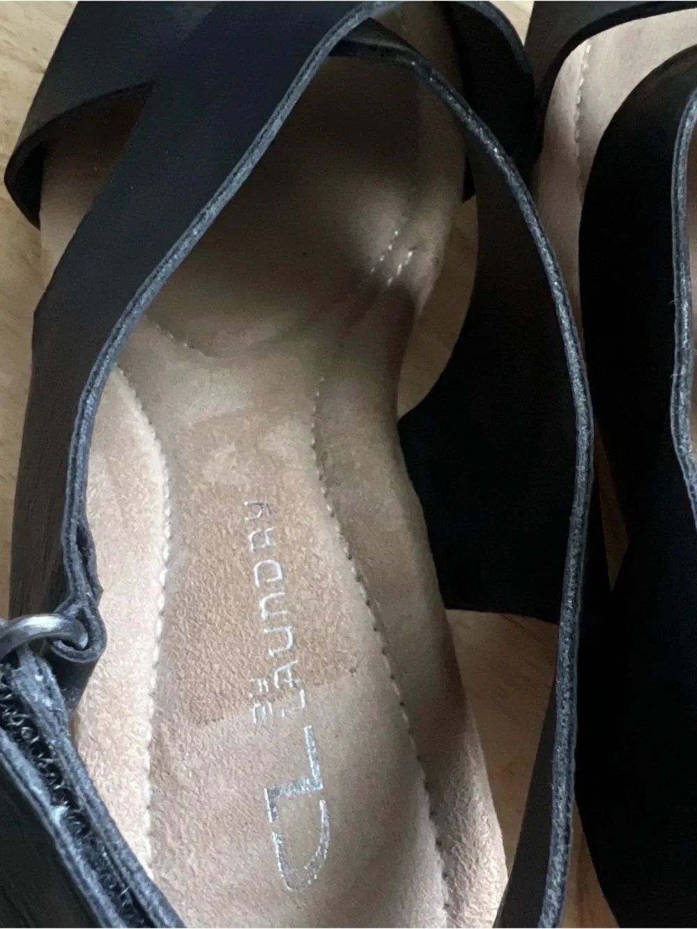 CL by Laundry Black Cross-Strap Wedge Sandals